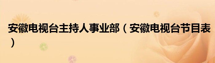 安徽电视台主持人事业部（安徽电视台节目表）